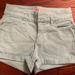 Aqua colored lei shorts. High rise short shorts. Size 5